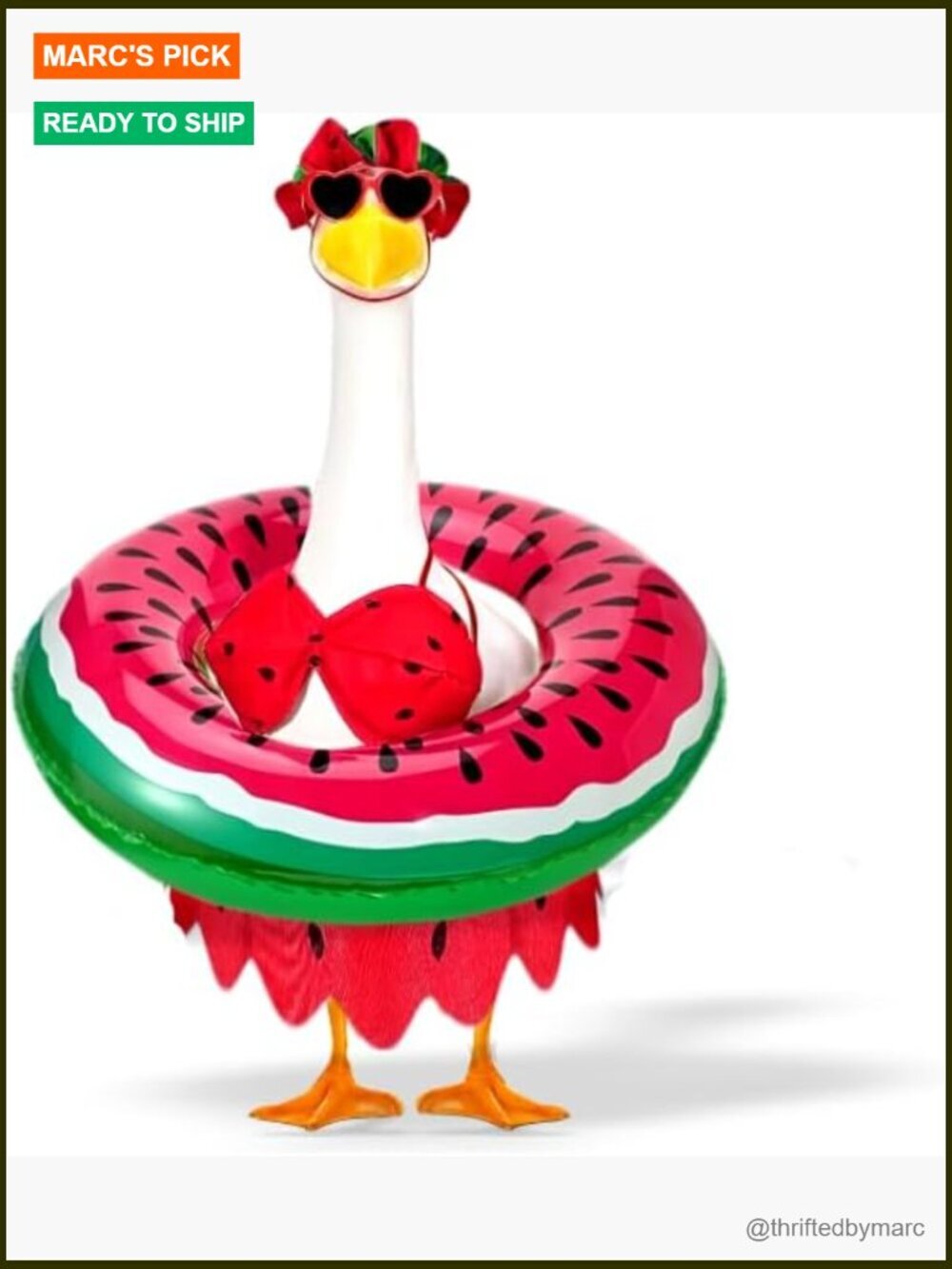 5-Piece Summer Bikini Set for Porch Goose Statue - Watermelon Theme